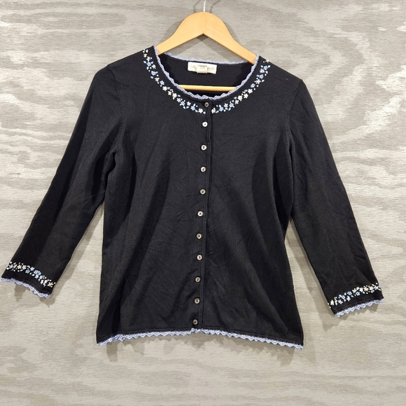 Casual Corner SZ M Floral Embroidered Silk Blend Clueless Preppy Accent Sweater - Picture 12 of 12